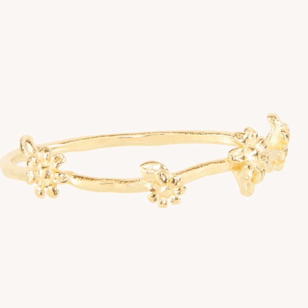 Catbird Gold Minimalist Ring with Floral Design
